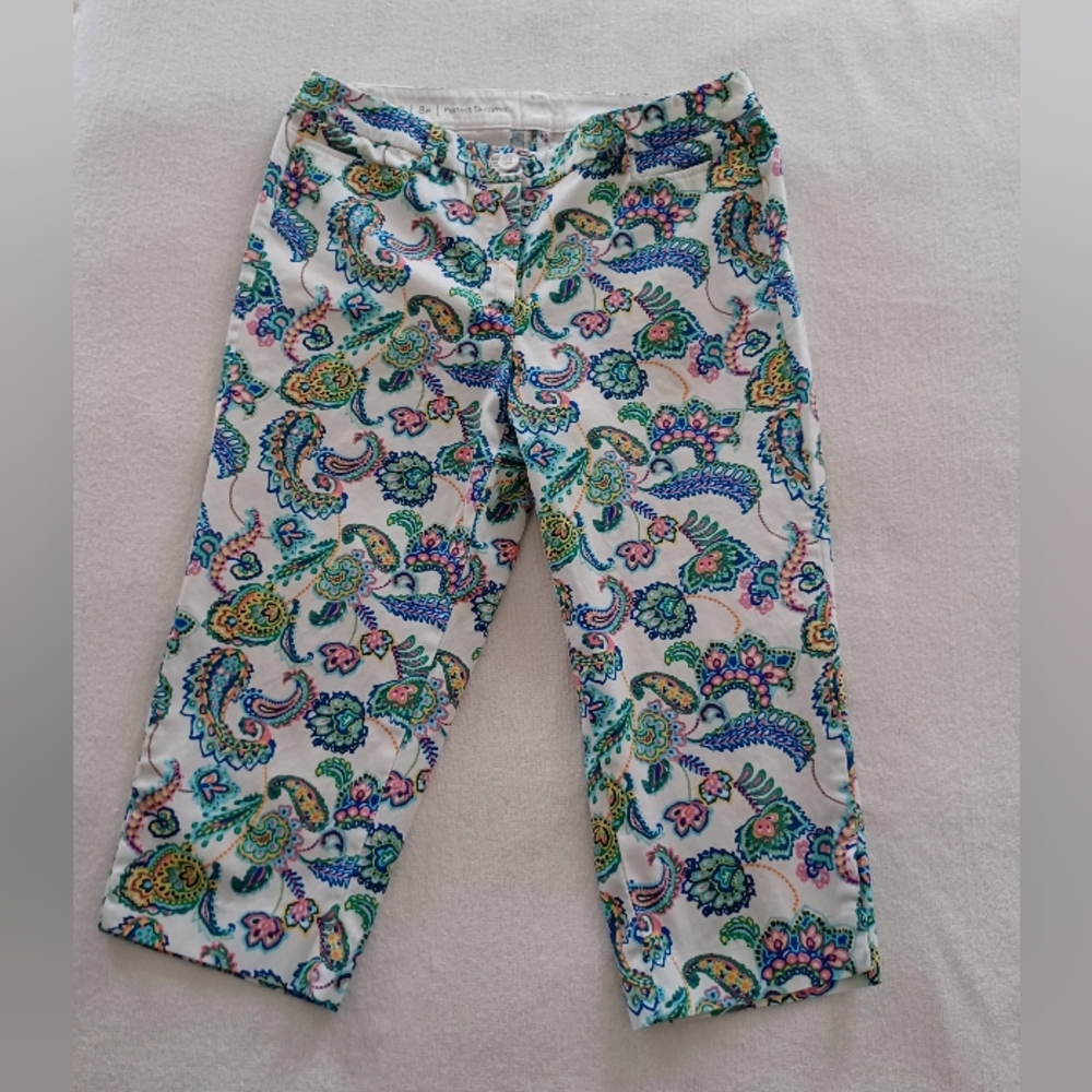 TALBOTS Paisley Perfect Skimmer Capri Pants, size 8p - Picture 2 of 15